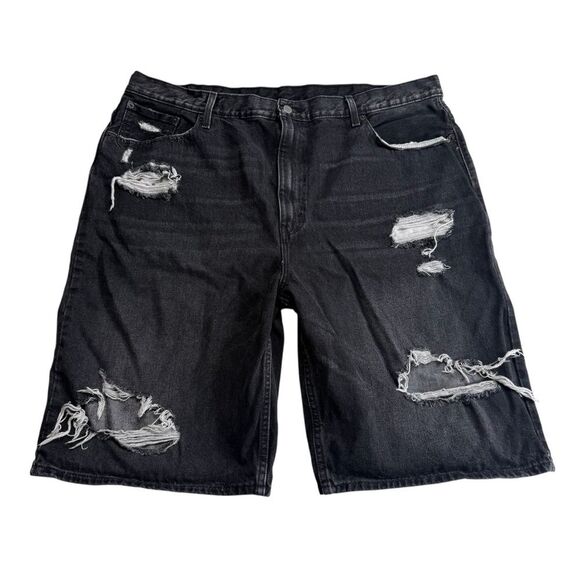 Levi’s 569 Distressed Black Denim Jean Shorts Big & Tall Men’s Sz 44 - Picture 1 of 13
